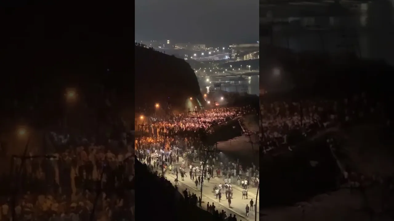 Pamje nga videoja e shpërndarë në X ku pretendohet një valë e dytë emigrantësh në Ceuta